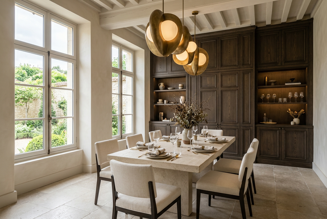 Salle à manger entièrement rénovée dans une maison francilienne