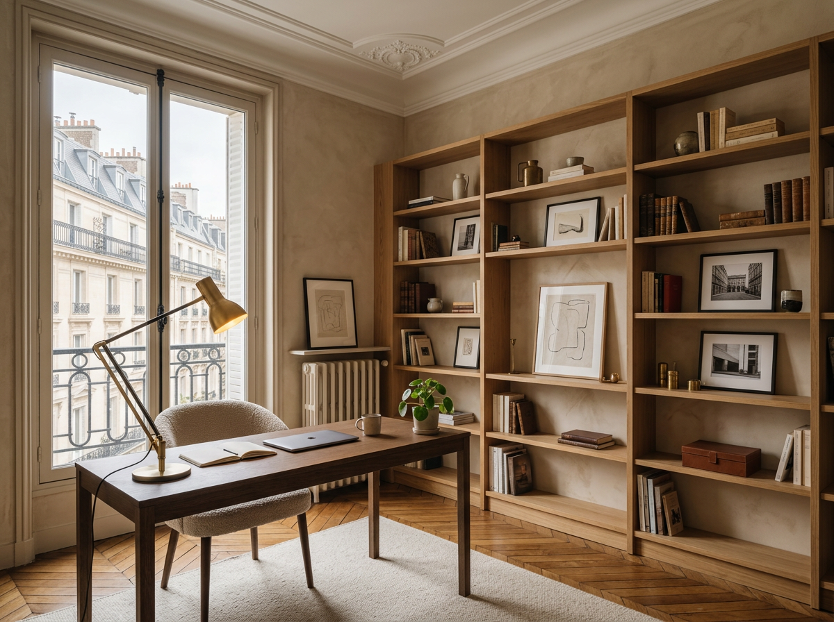 Bureau rénové avec éclairage architectural sur mesure